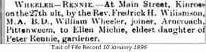 Ellen Michie married William Wheeler 1896