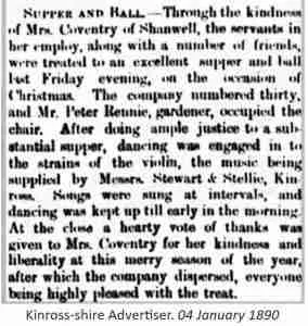 Peter Rennie mentioned in the Kinross-shire Advertiser 1890