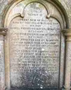 Close up view of the gravestone of Farmer Robert Reid and family at Orwell chruchyard