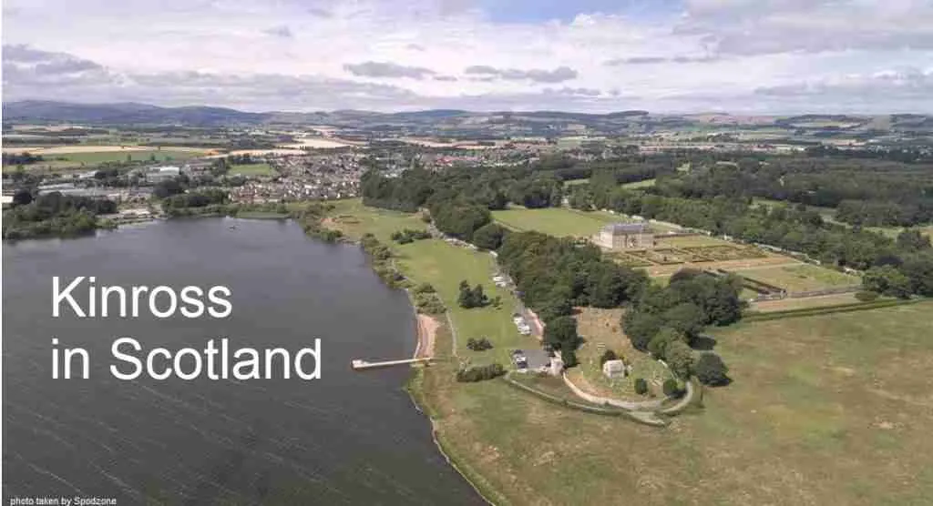 Looking over Loch Leven onto Kinross House in Scotland