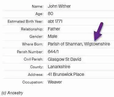 Transcription of an 1851 Scottish Census of John Wither, born about 1771