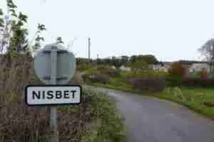 Nisbet road sign in Roxburghshire