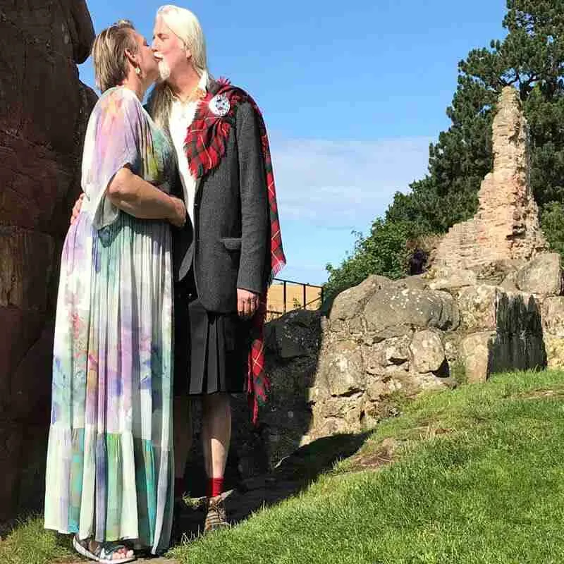 Couple celebrating their Scottish marriage