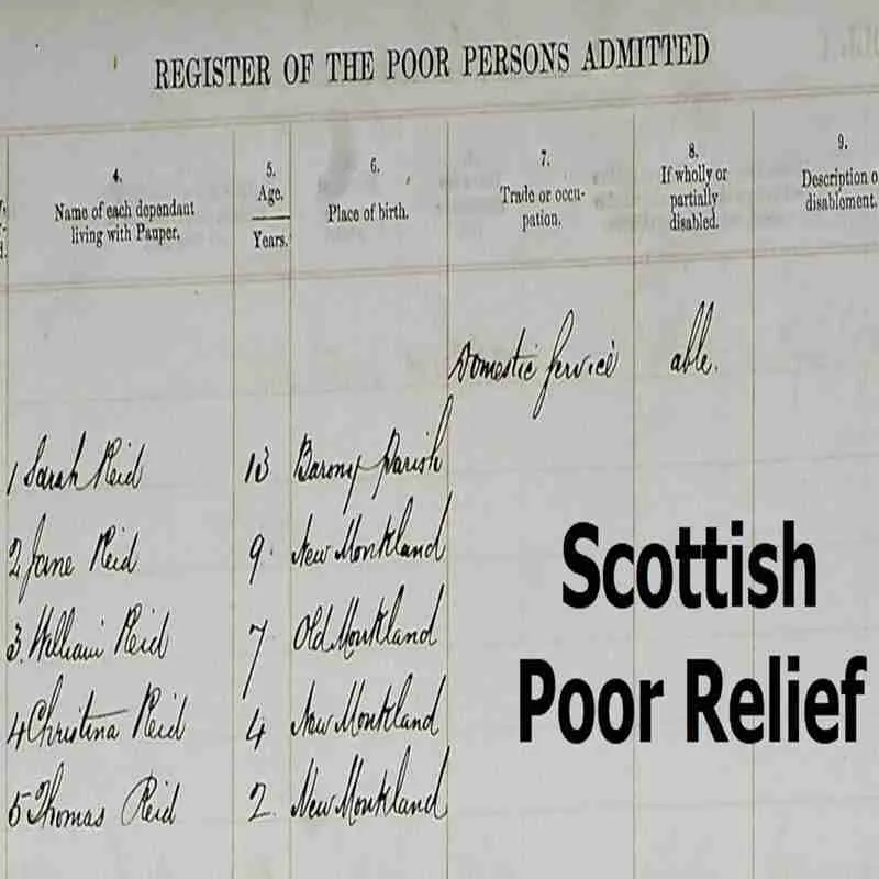 A page from a poor relief record in Scotland