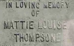 The Thompsone name on a gravestone in Mississippi