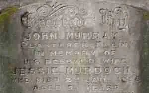 A gravestone from Elgin cemetery with the surname Murray