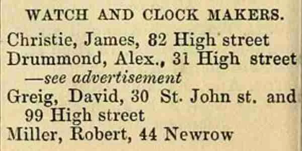 List of old clock and watchmakers from post office directory