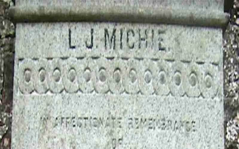 The Michie surname on a gravestone in Kinross cemetery.