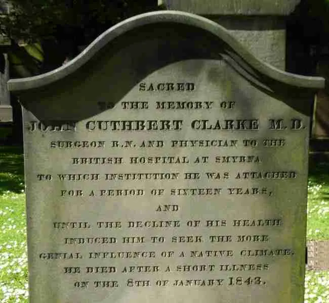 Gravestone of John Cuthbert Clarke MD in Edinburgh