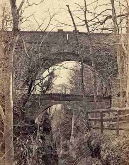 An old postcard of the Rumbling Bridge in Fossoway parish.