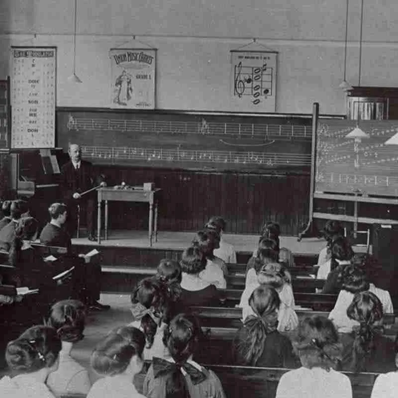 An old classroom depicting the old occupation of teaching