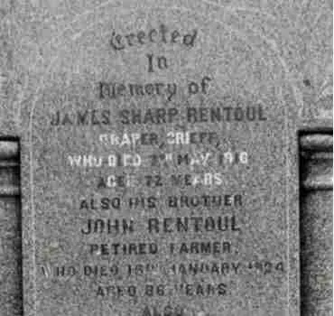 Crieff gravestone of James Rentoul