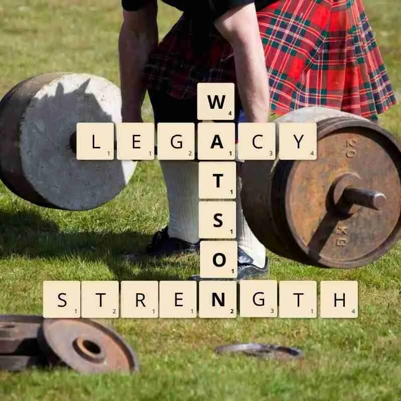 Scottish highland game participant showing his strength.