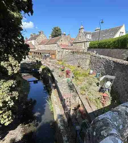 View of Ceres village from stone bridge.