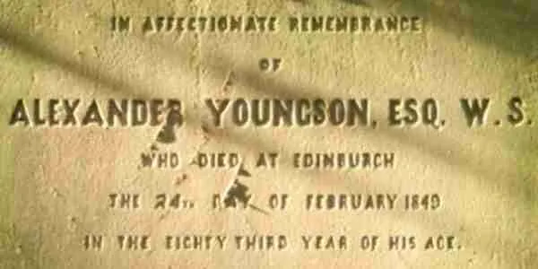 Variation of the Young last name on an Edinburgh gravestone.