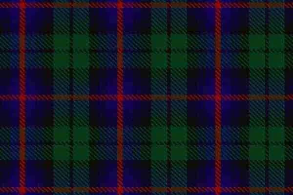 The Urquhart clan tartan featuring dark colours of blue, green and red.