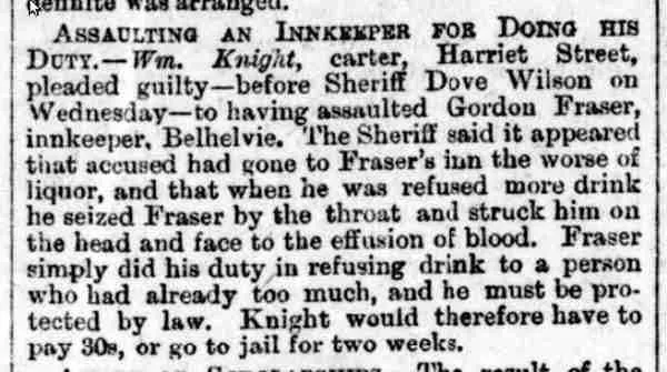 An Innkeeper mentioned in an 1884 Aberdeen newspaper