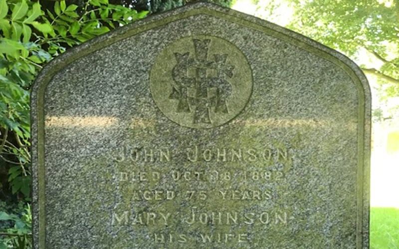 The grave of John Johnson, a variation of the Johnston surname.