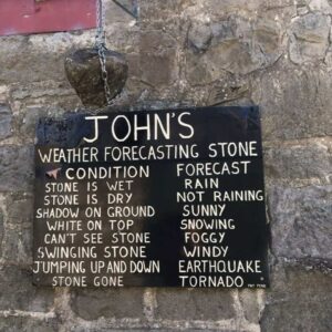 Depicting the Johnston surname, John's stone predicts the weather!