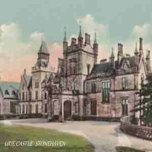 Old postcard of Urie Castle to represent the Urie surname.