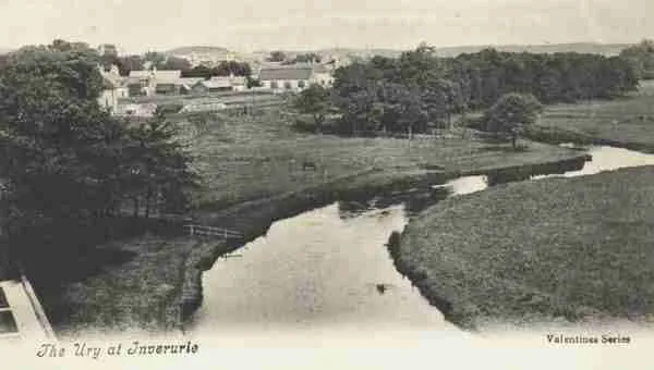 Old postcard of Ury River to represent the Urie surname.