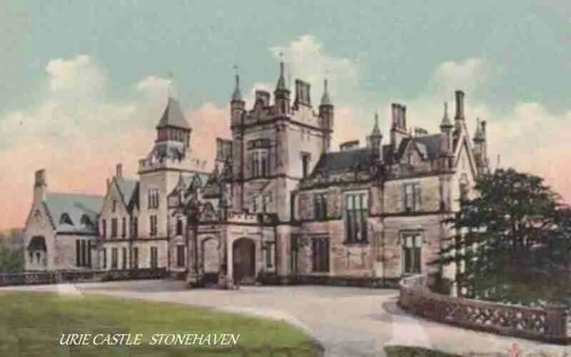 Old postcard of Urie Castle to represent the Urie surname.